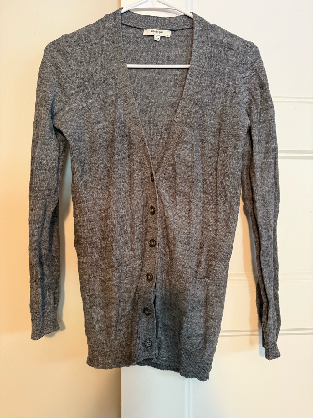 3 Madewell Button Cardigans (grey / blue / cream stripe) SEE ALM PHOTOS